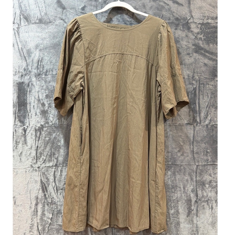 NANING9 Mini Dress Womens Brown Open Back Short Sleeve Rayon Blend OS